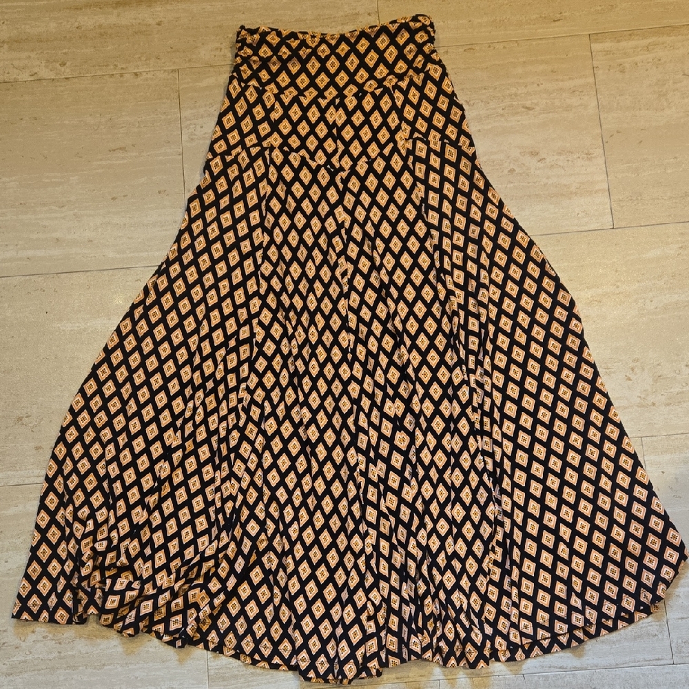 Maeve by Anthropologie Madiana Black Design Print Knit Maxi Skirt
